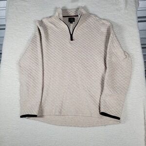 J‎ Crew 1/4 Zip Pullover Mens Medium Beige Diamond Quilted Authentic Fleece